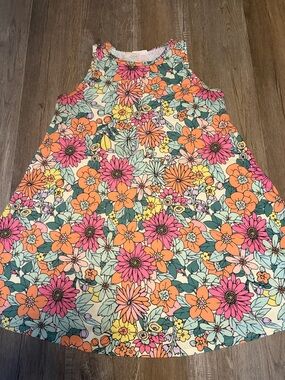 Bombom Floral A-Line Dress in Pink, Orange & Mint